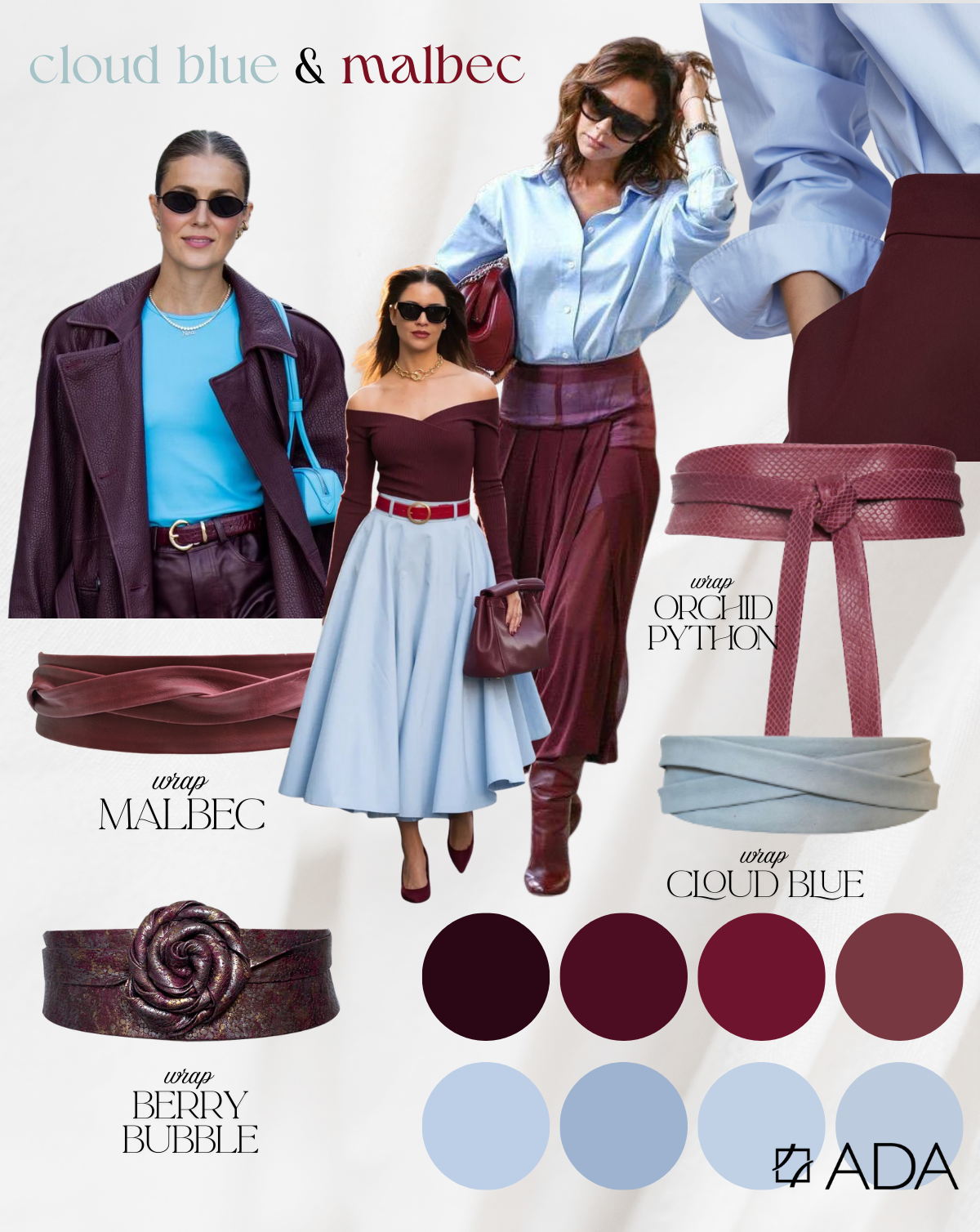 Wrap Leather Belt - Cloud Blue