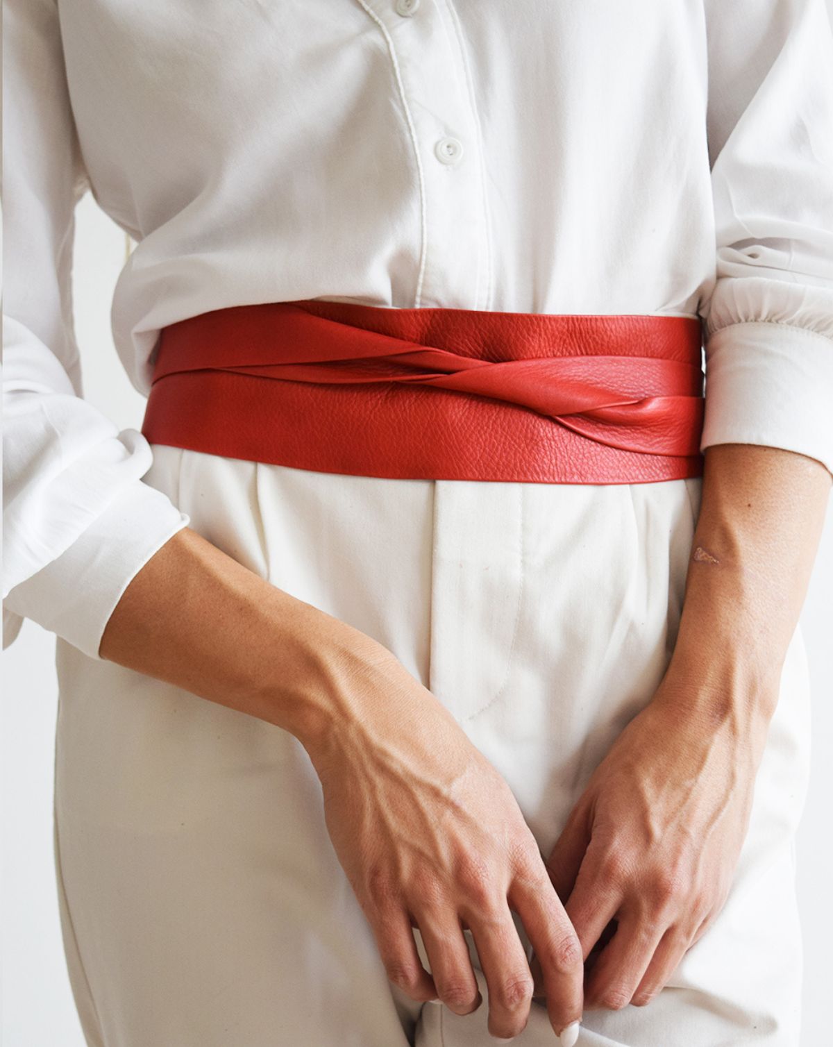 Sash Bow Bright Pink Belt Wrap Leather Belt Upsell Red