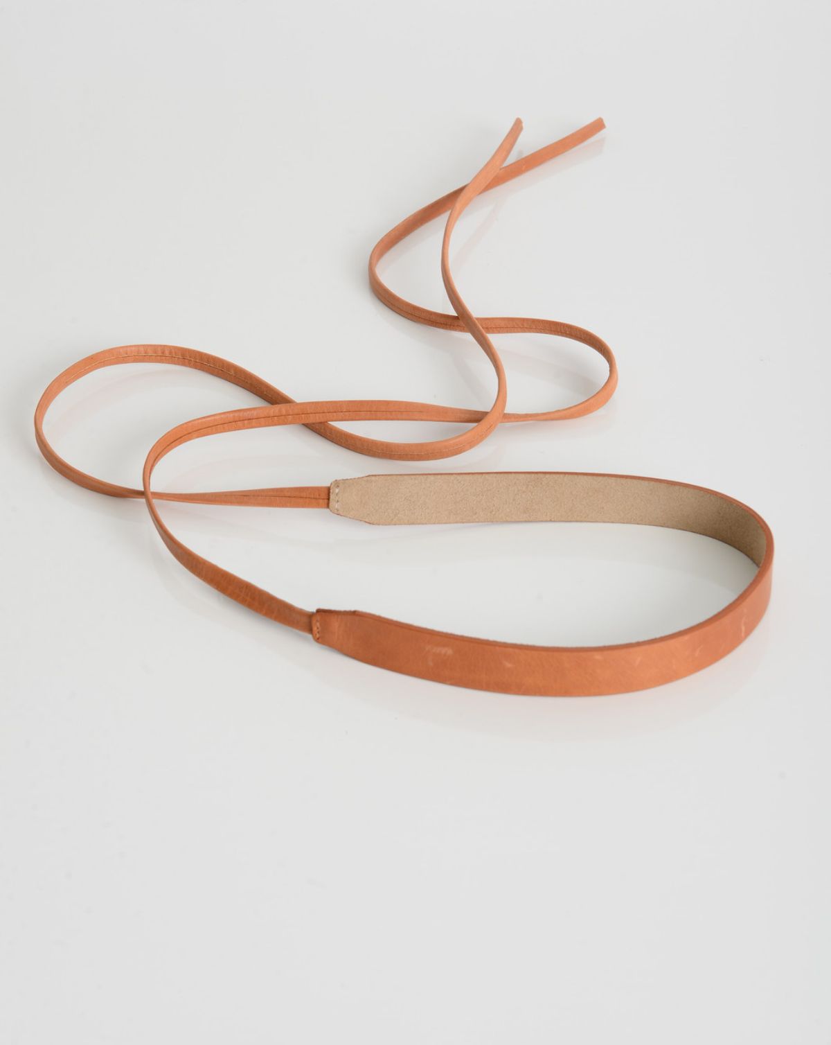 Skinny Wrap Leather Belt - Cognac