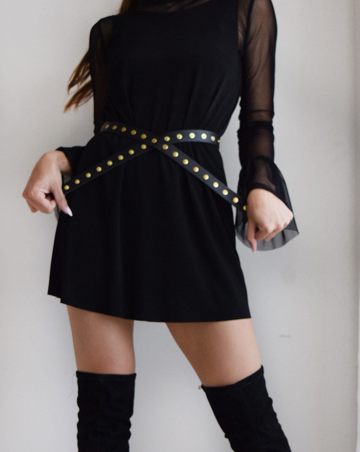 Callie Snap Leather Belt - Black