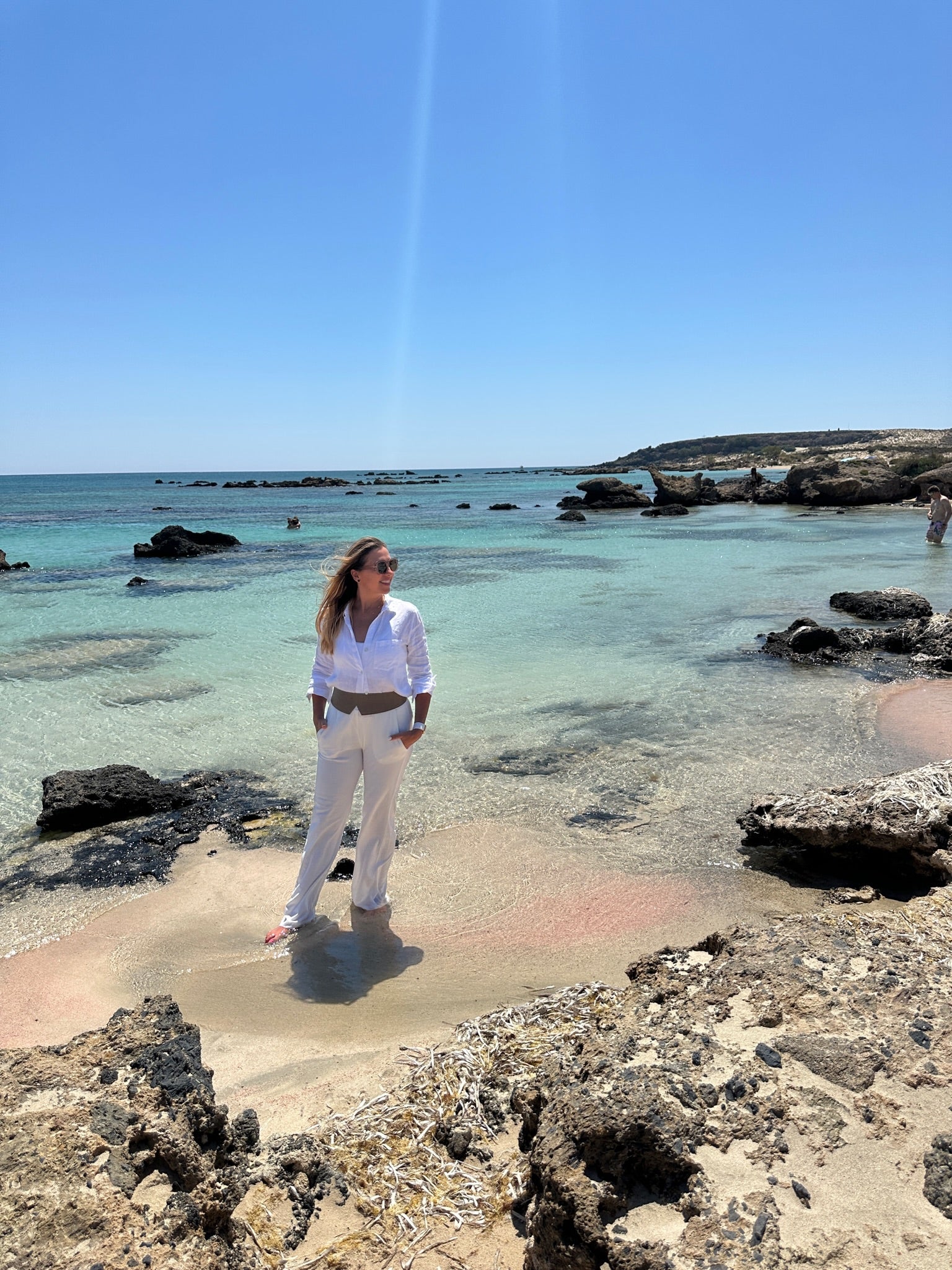 Linen Long Sleeve Button Down Shirt - White