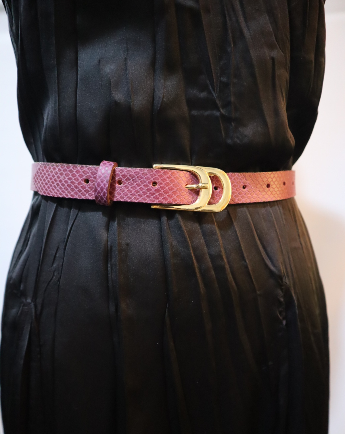 Infinity Leather Belt - Orchid Croco