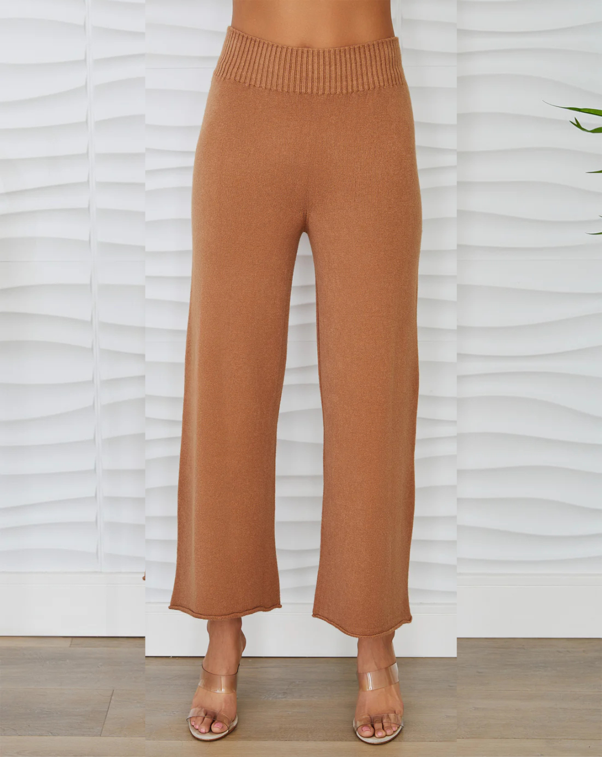 Telluride Crop Knit Flare Cozy Pant - Camel