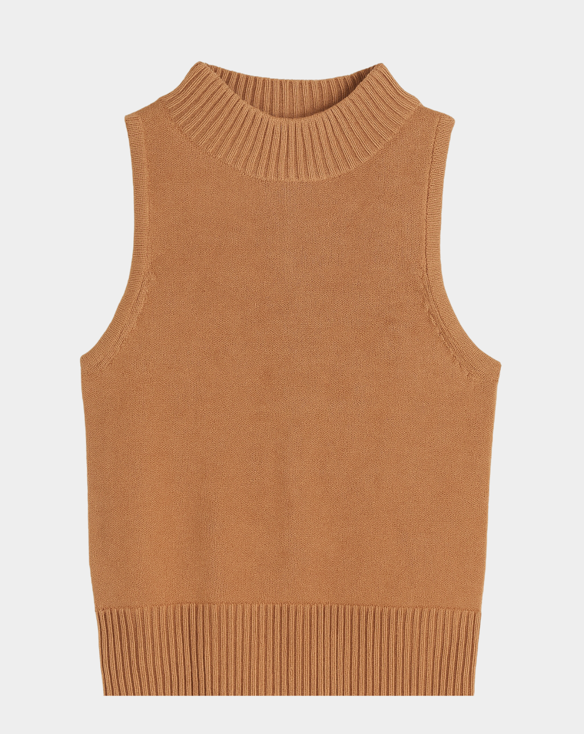 Steamboat Italian Viscose Sleeveless Mock Neck Shell - Camel