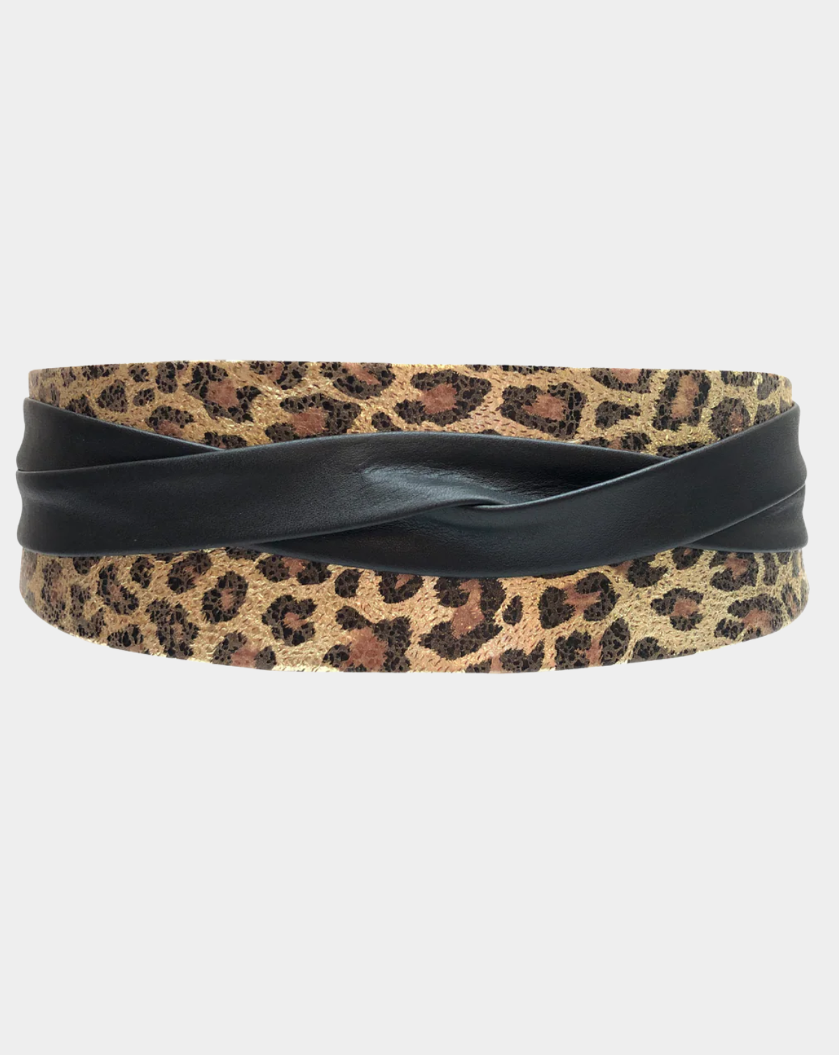 Wrap Leather Belt - Leopard Combo Metallic