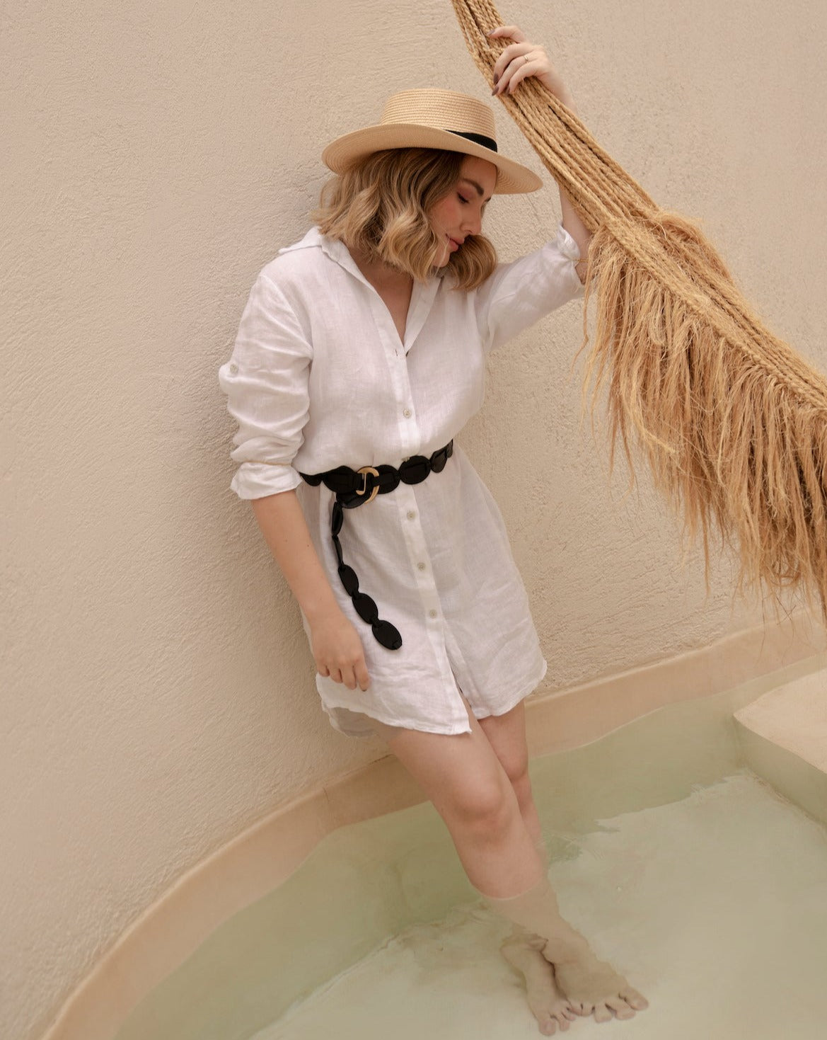 Shishi Leather Belt - Black