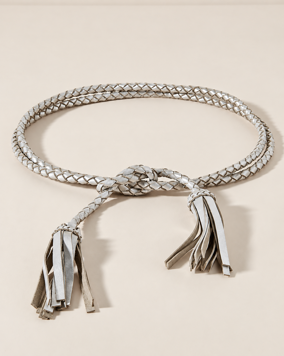 Fringe Soga Leather Belt- Silver