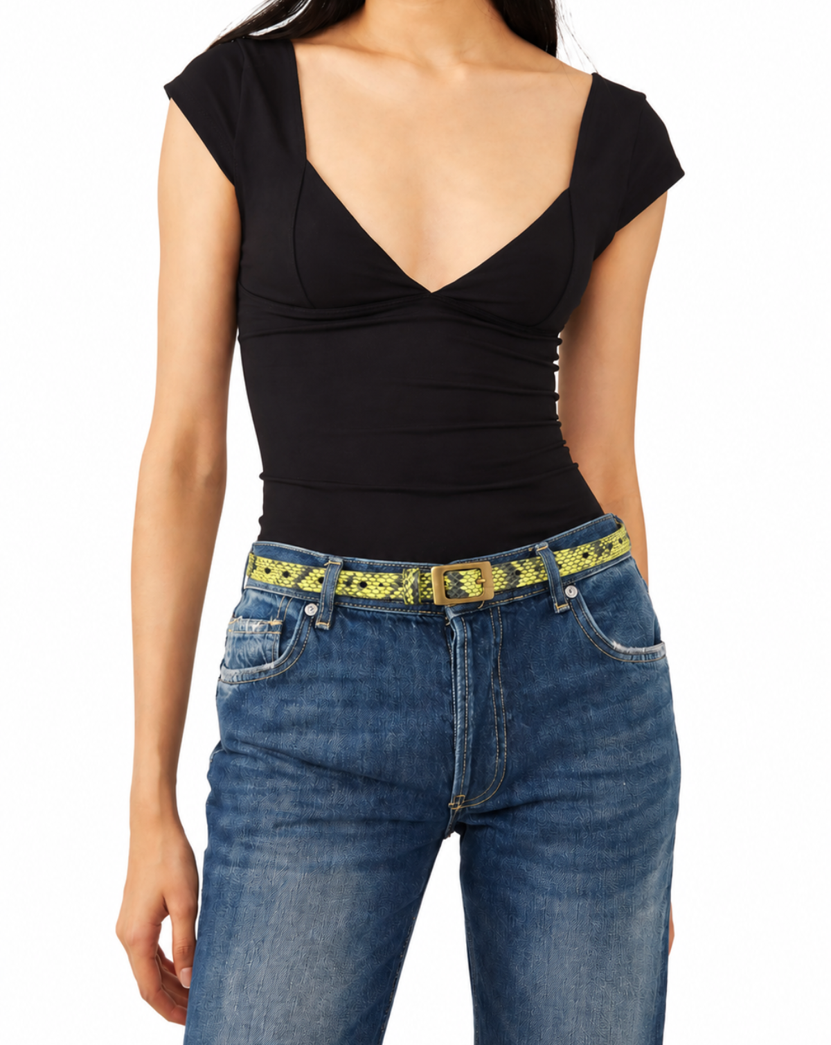 Refined Jean Belt - Lime Smoke Python
