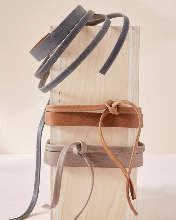 Skinny Wrap Leather Belt - Cognac