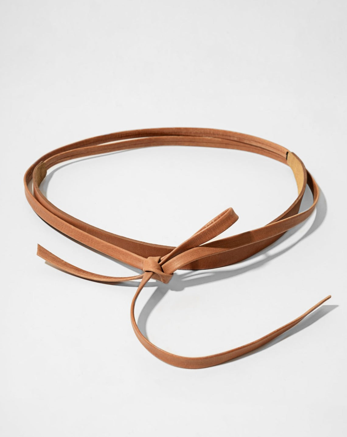 Skinny Wrap Leather Belt - Cognac