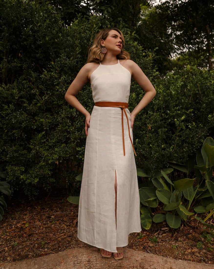 Skinny Wrap Leather Belt - Cognac