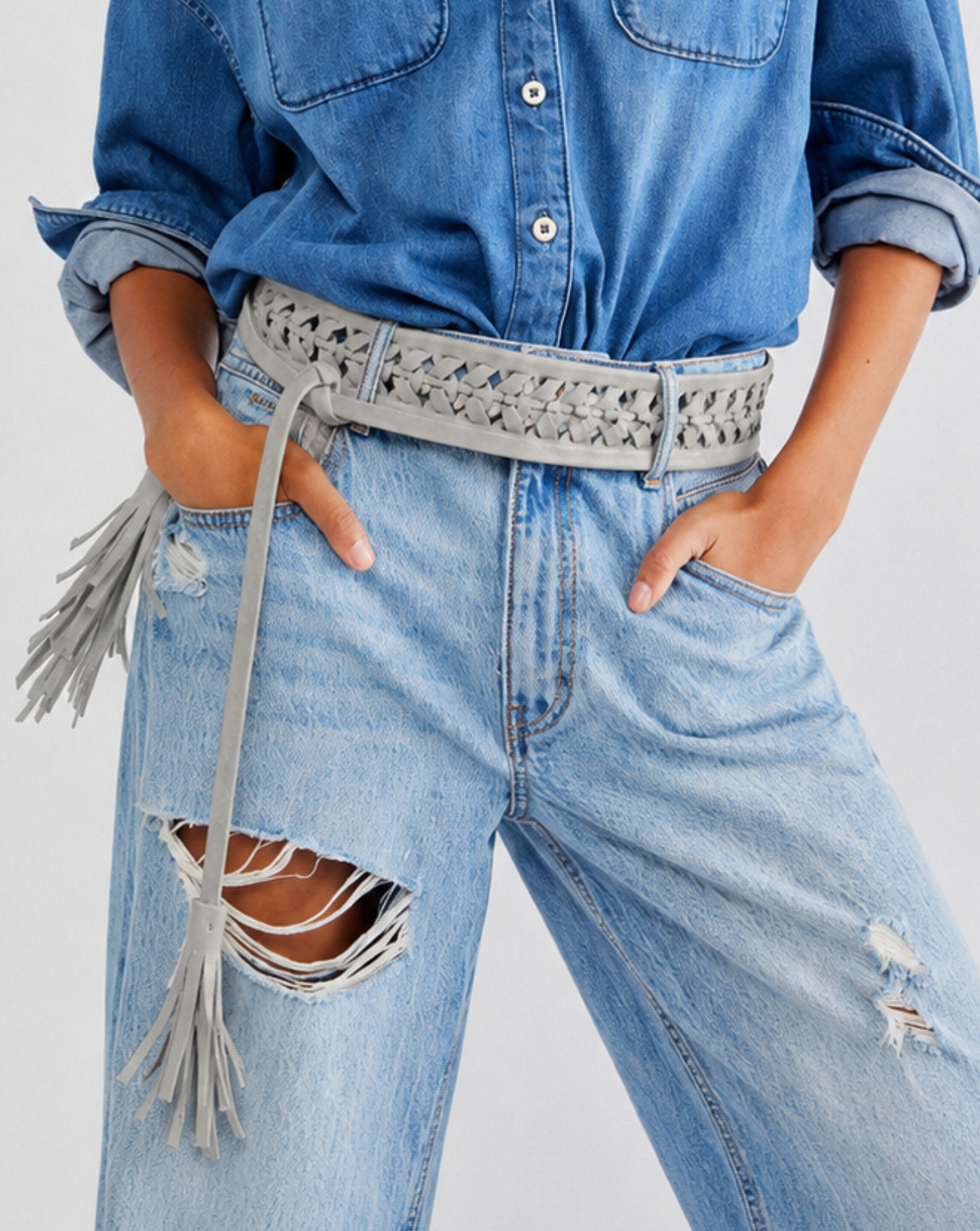 Ava Wrap Leather Belt - Seagrass