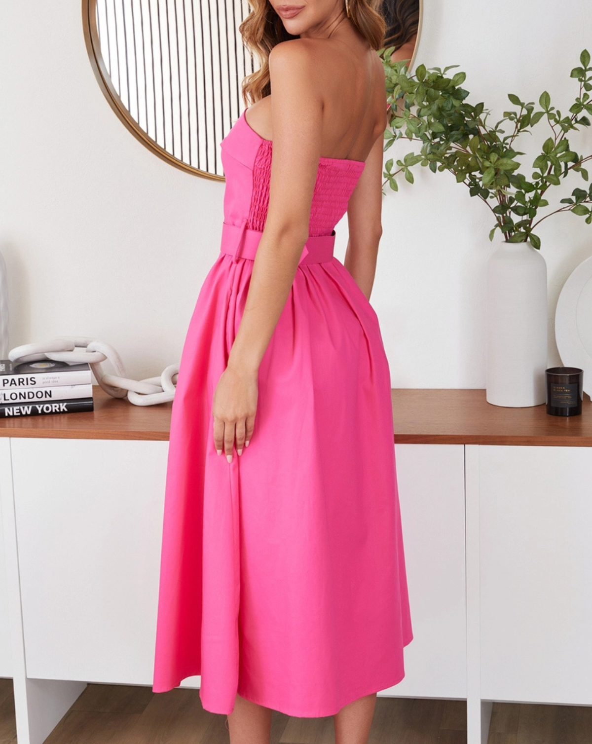 Bella Midi Dress – Magenta