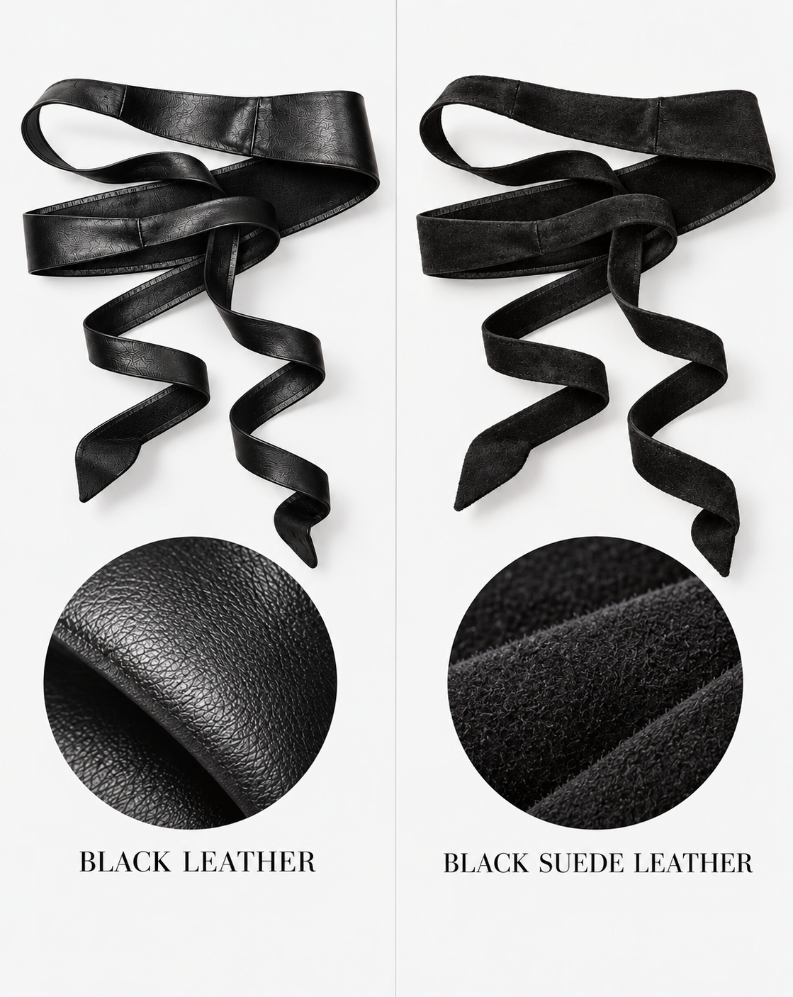 Wrap Leather Belt - Black Suede