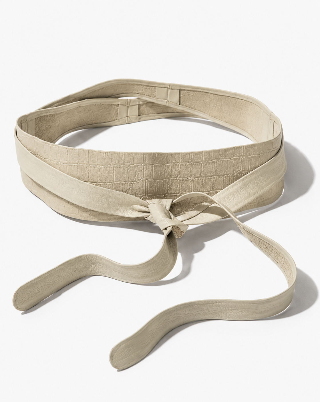 Wrap Leather Belt - Bone Croco