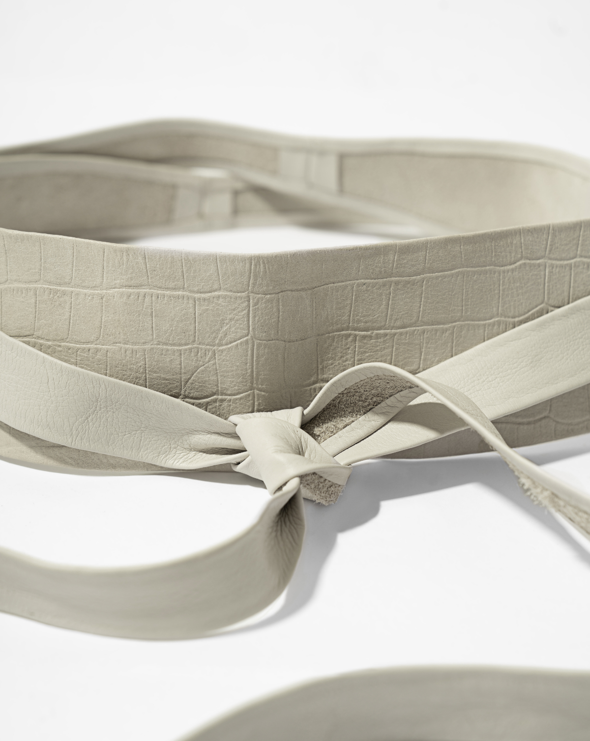 Wrap Leather Belt - Bone Croco