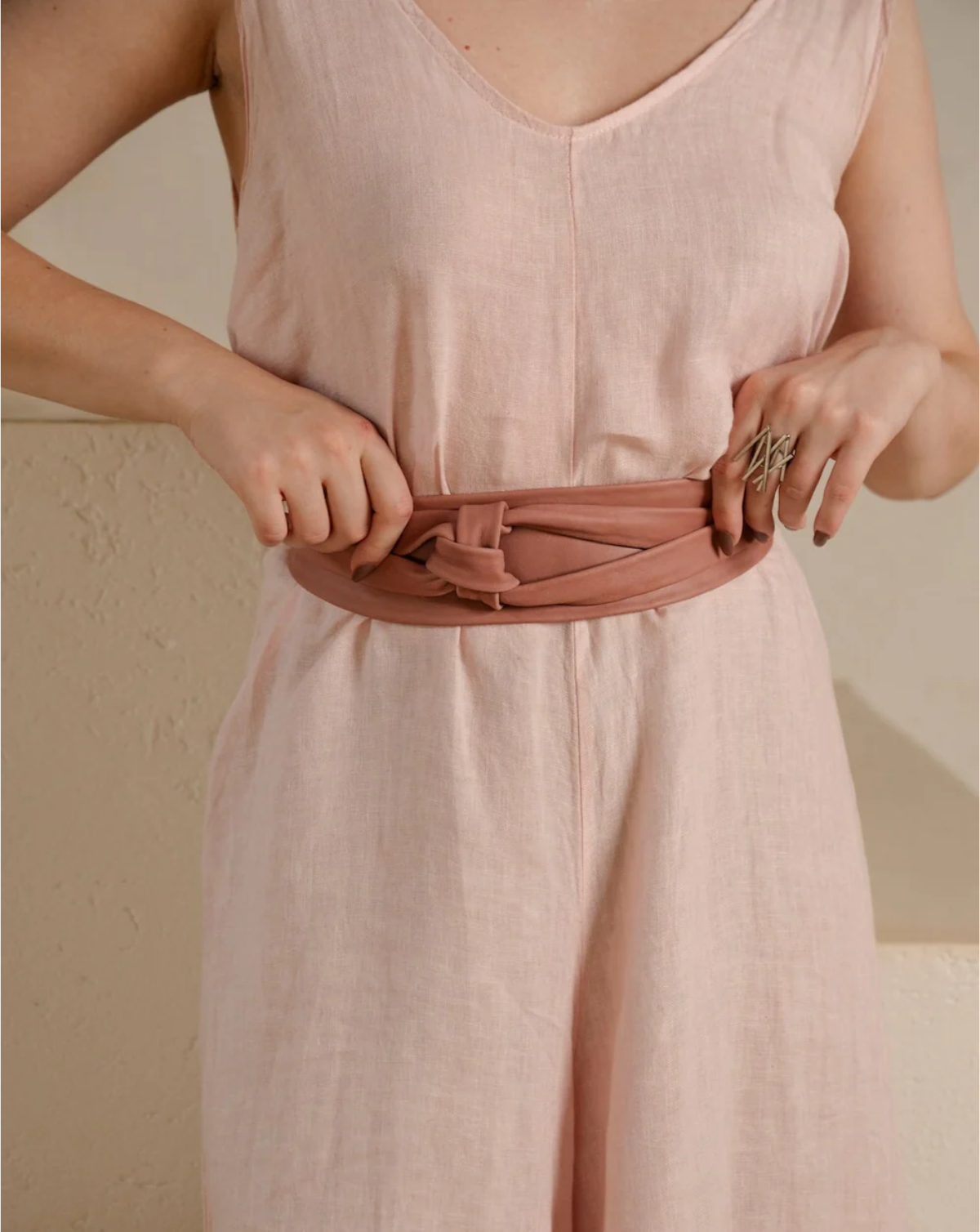 Wrap Leather Belt - Cinder Rose