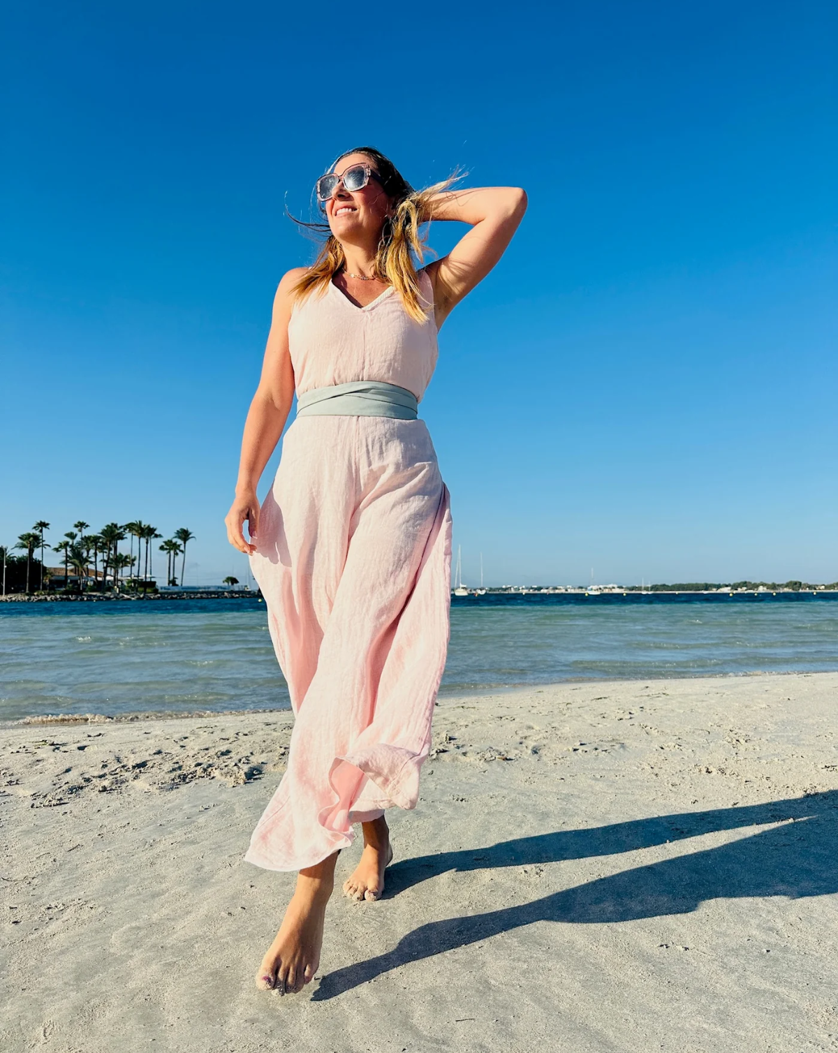 Wrap Leather Belt - Cloud Blue