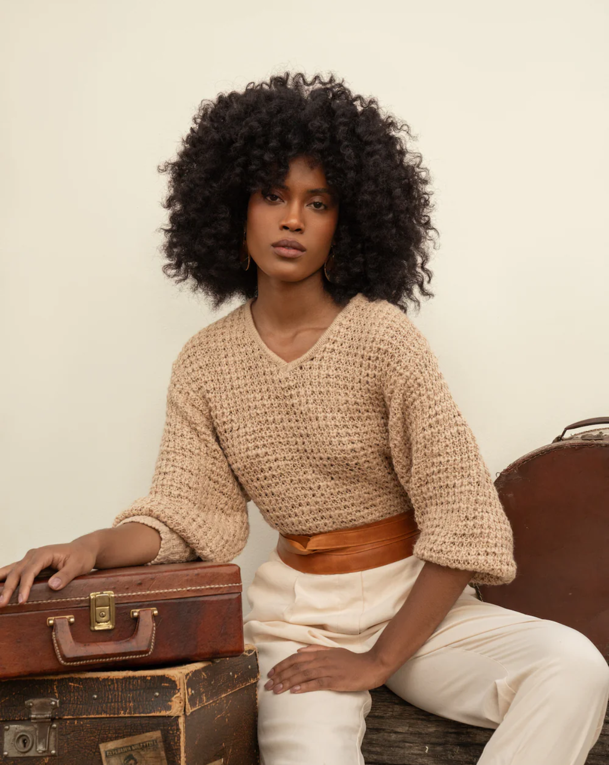 Wrap Leather Belt - Cognac