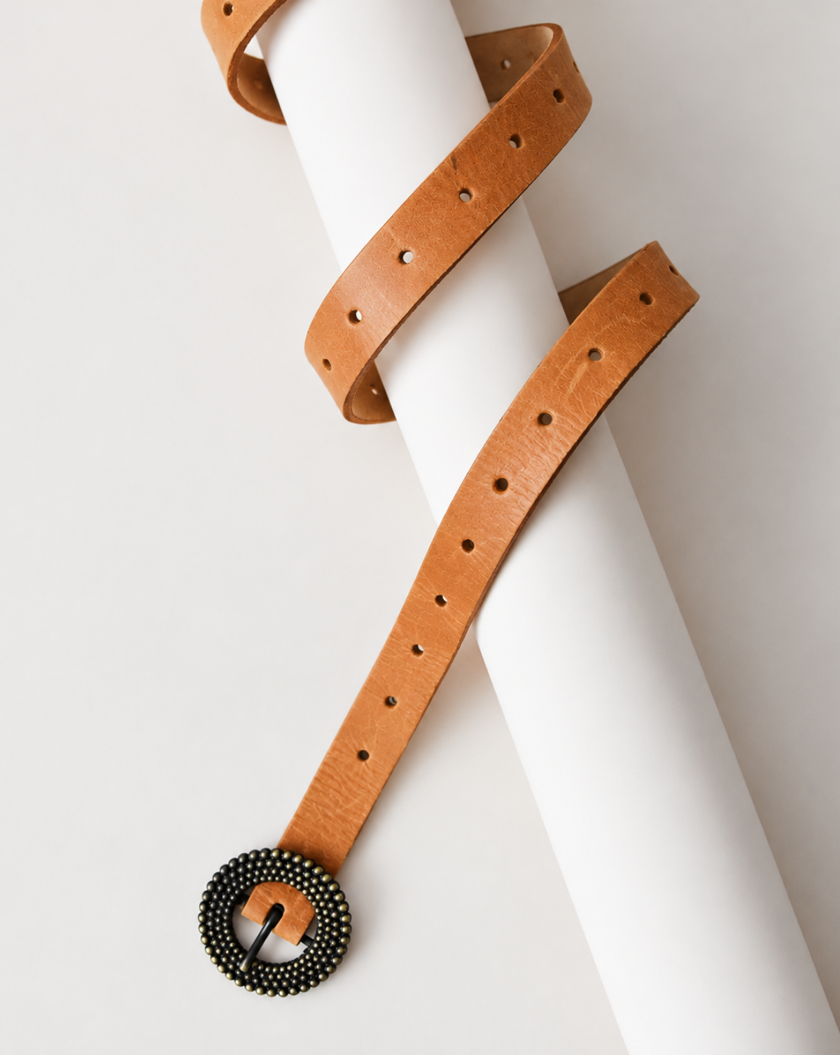 Golden Leather Belt - Cognac