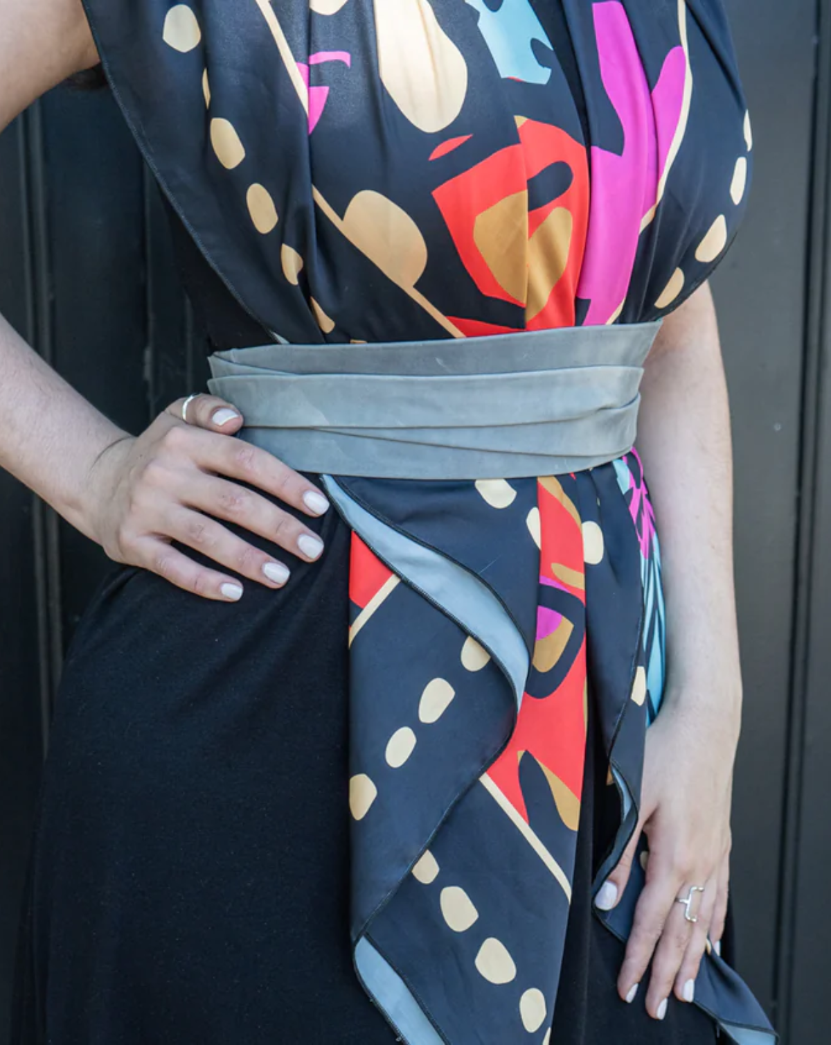 Wrap Leather Belt - Grey