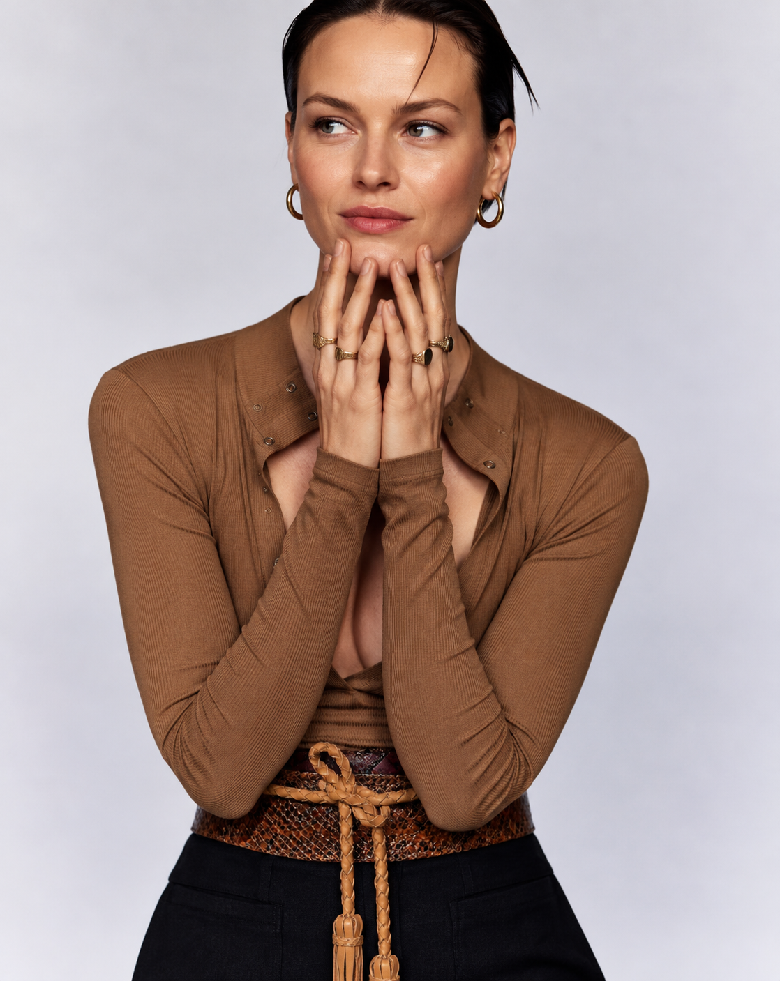 Lucky Wrap Leather Belt - Papaya Python