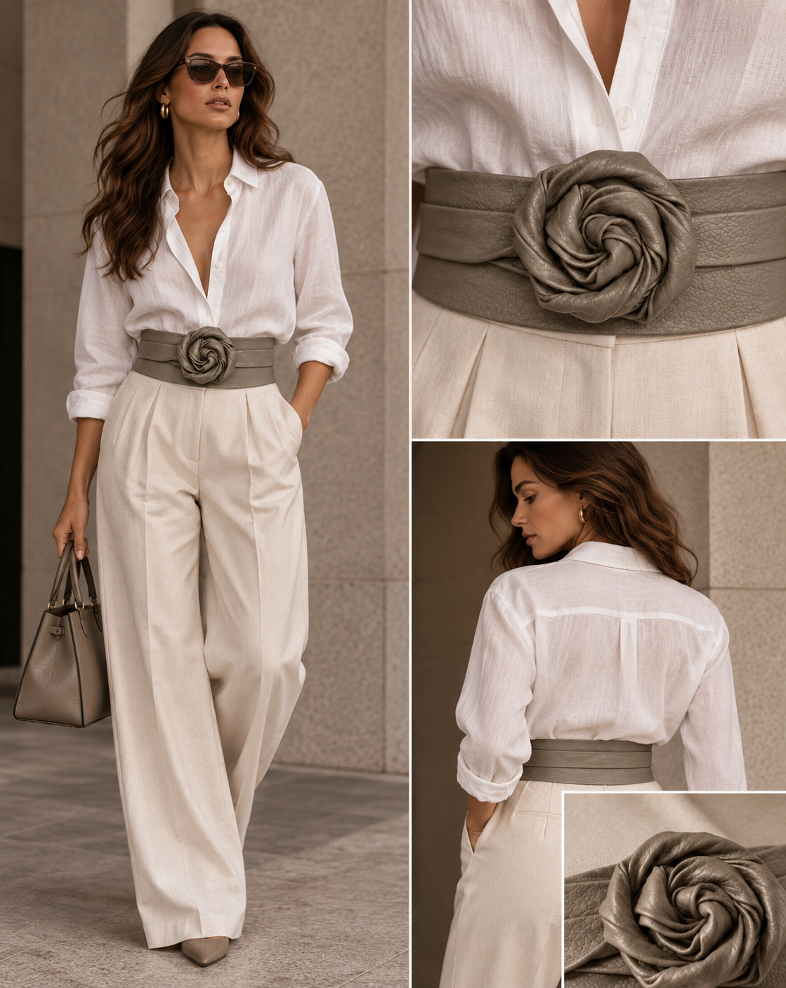 Wrap Leather Belt - Mushroom