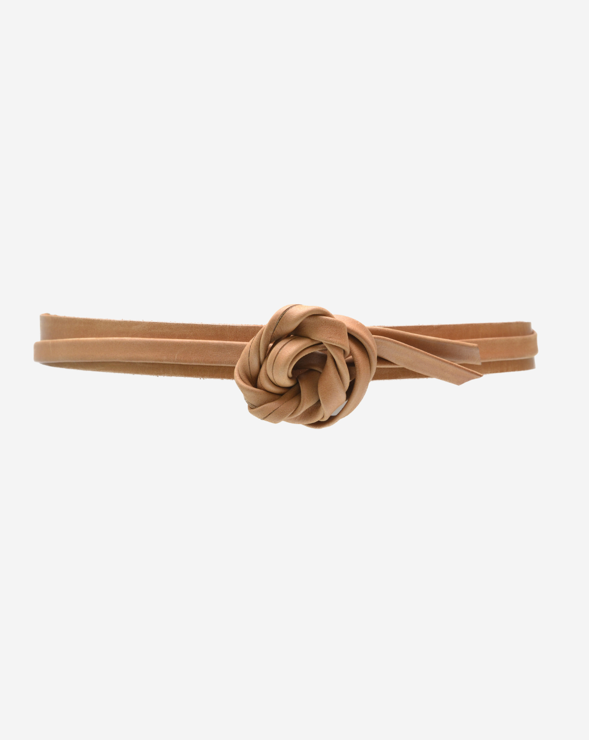Skinny Wrap Leather Belt - Cognac