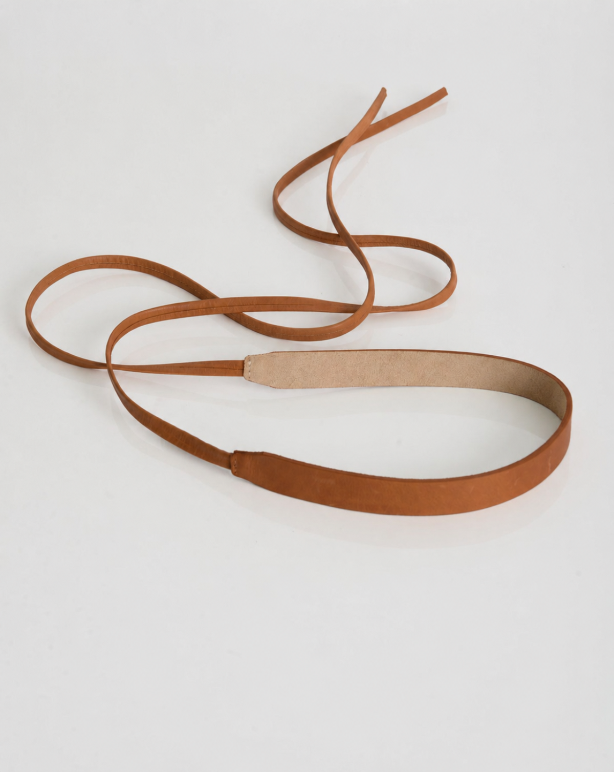 Skinny Wrap Leather Belt - Cognac