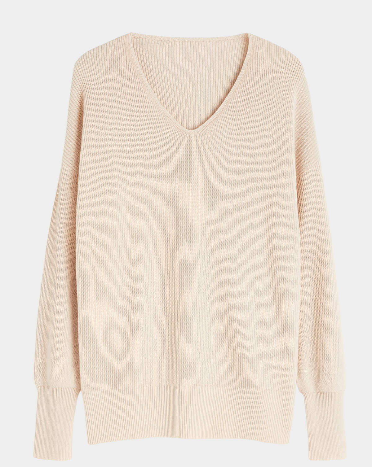 Sun Valley Ribbed V-Neck Sweater - Nude