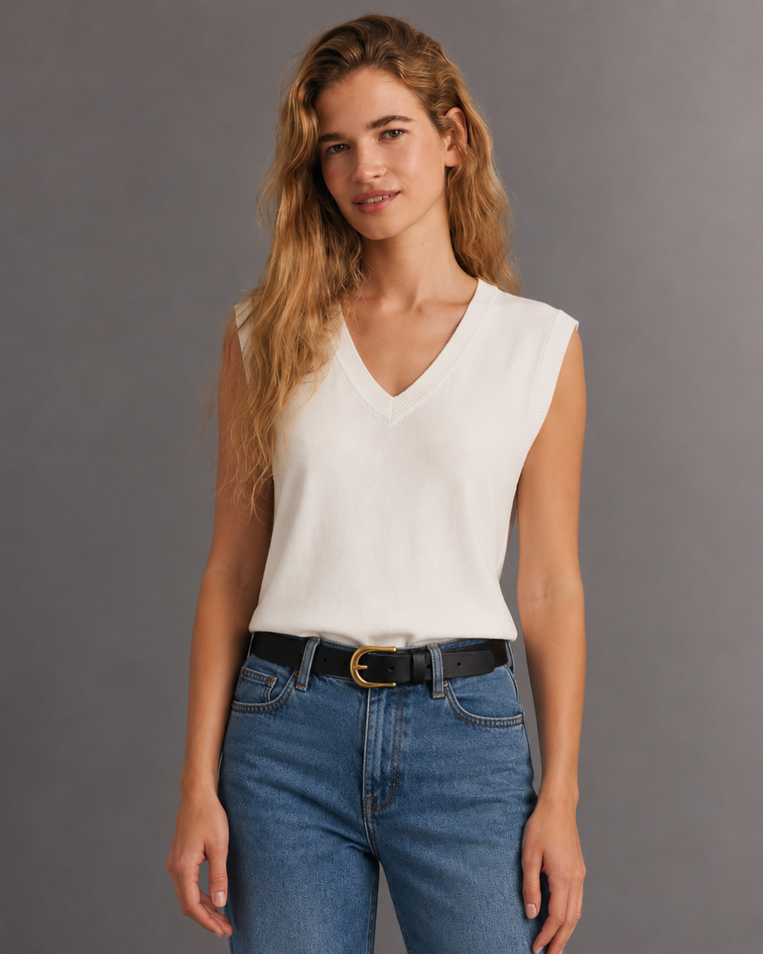 V-Neck Sweater Vest - Ivory