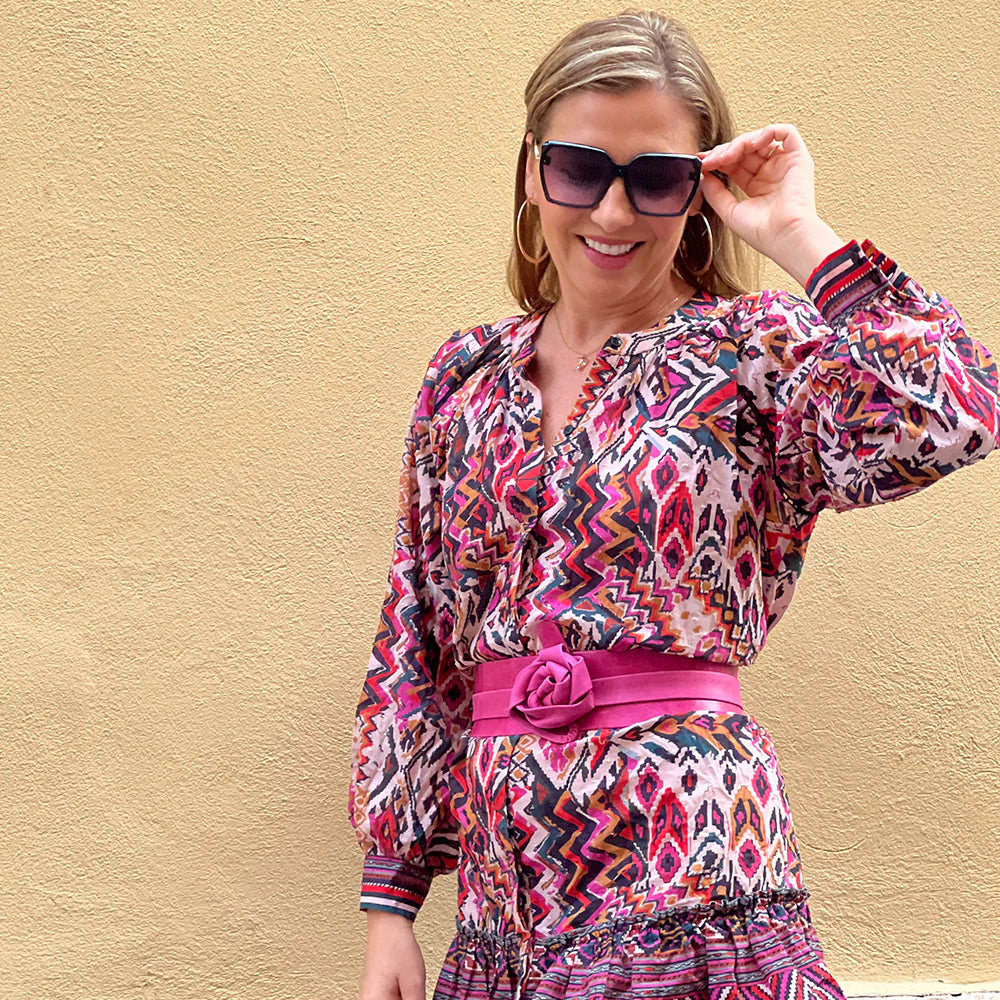 Wrap Leather Belt - Fuchsia