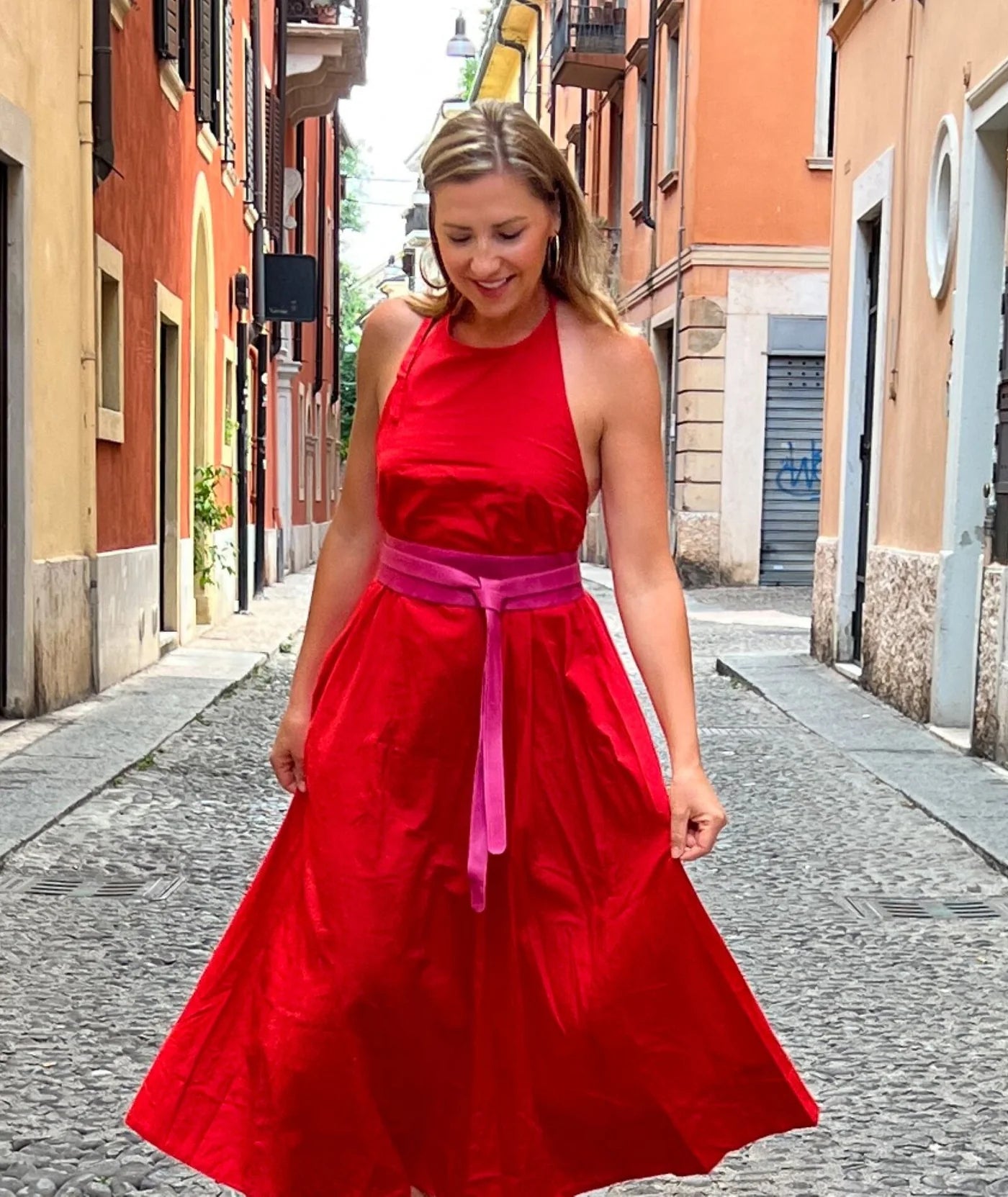 Wrap Leather Belt - Fuchsia