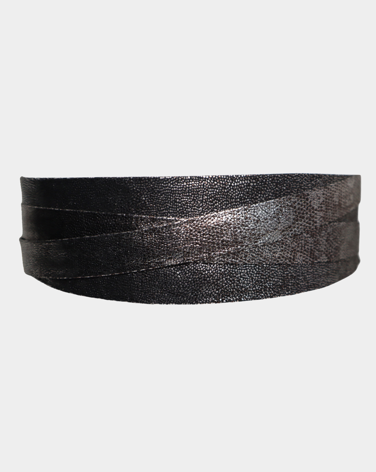Silver Stingray Wrap Belt | Metallic Texture Statement Belt  display picture 2