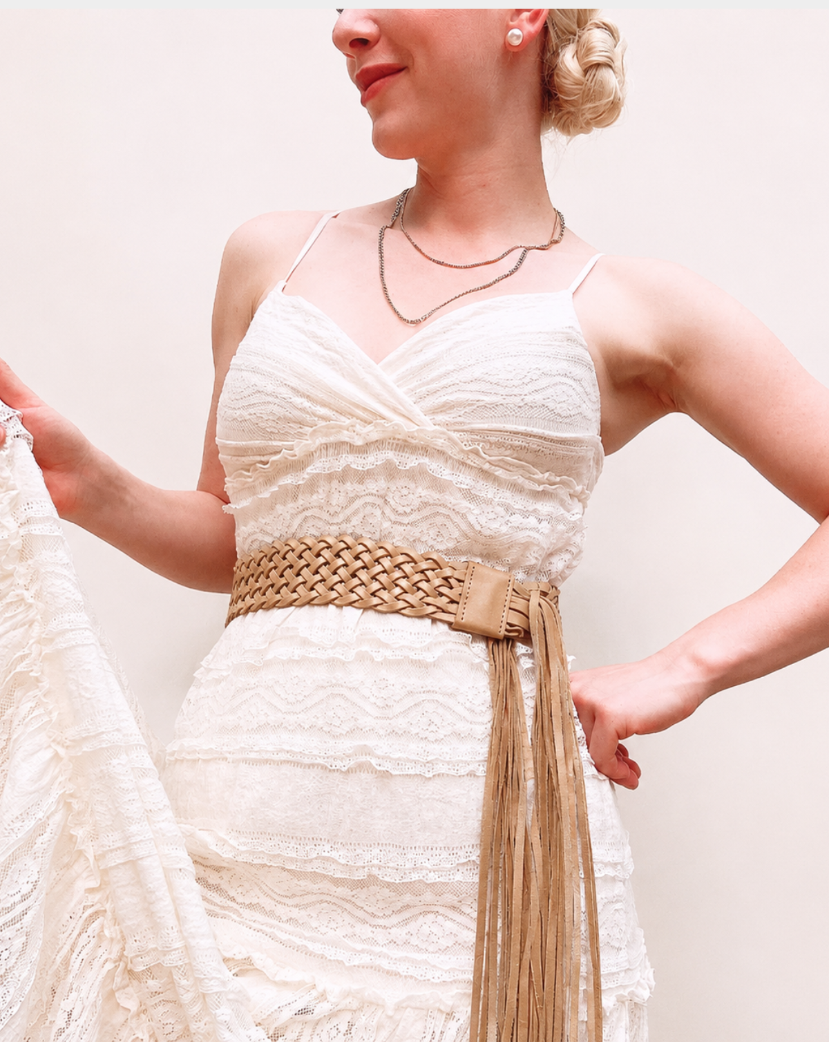 Zoe Braided Leather Belt - Oat
