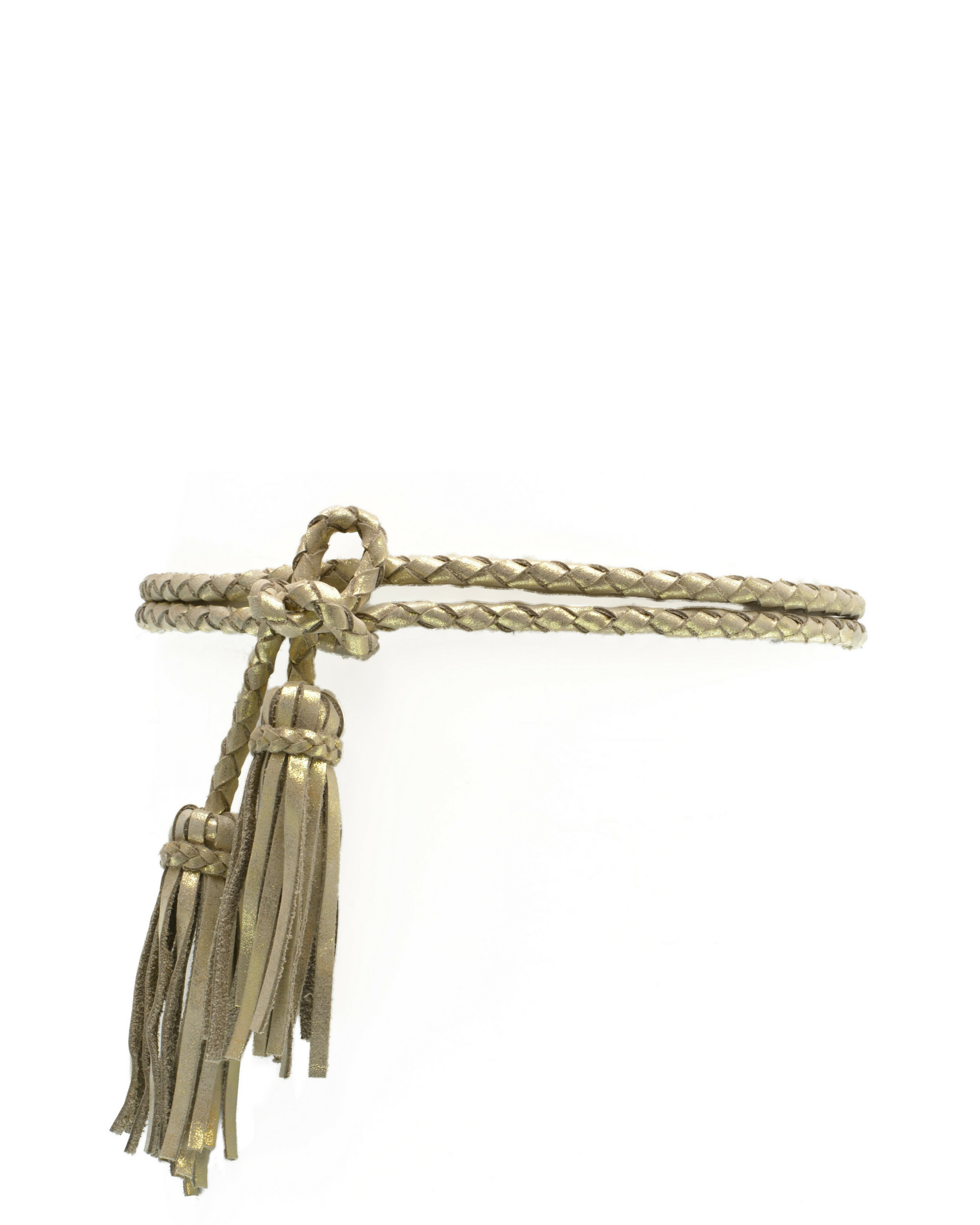 Fringe Soga Leather Belt - Gold