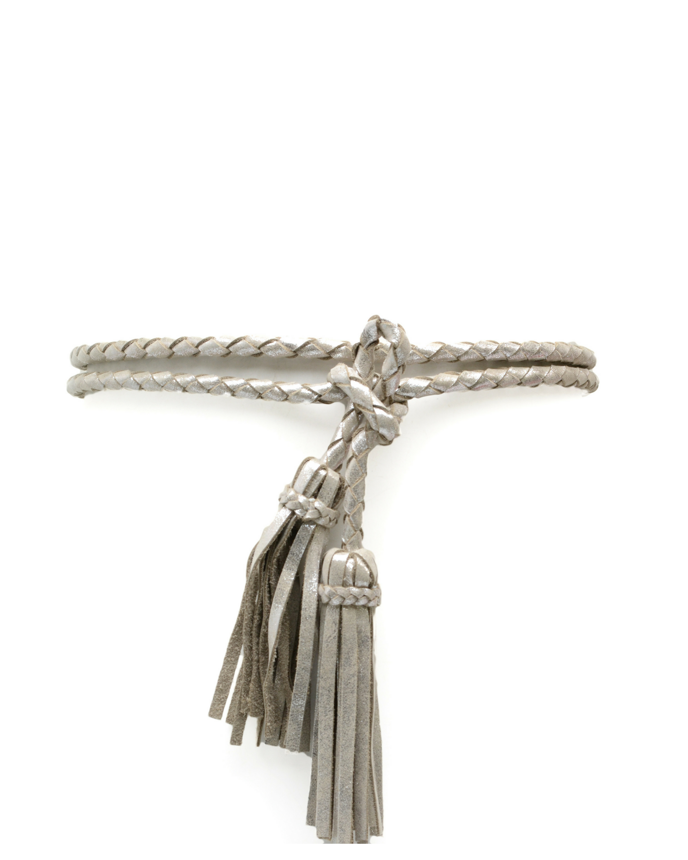 Fringe Soga Leather Belt- Silver