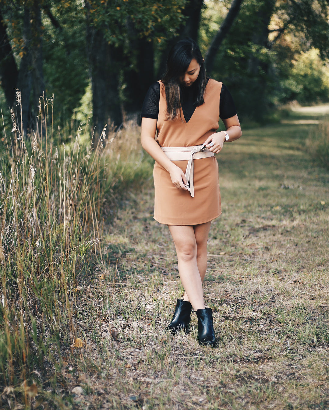 Wrap Leather Belt - Rose Shimmer