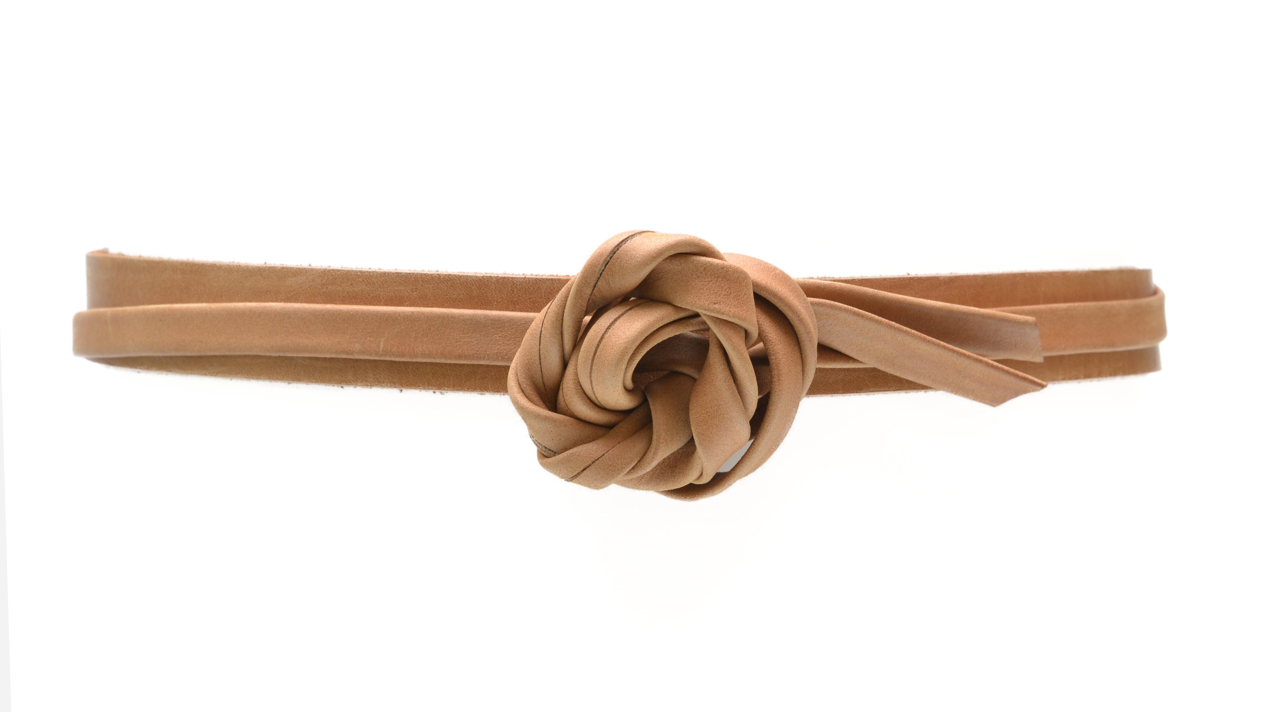 Skinny Wrap Leather Belt - Cognac