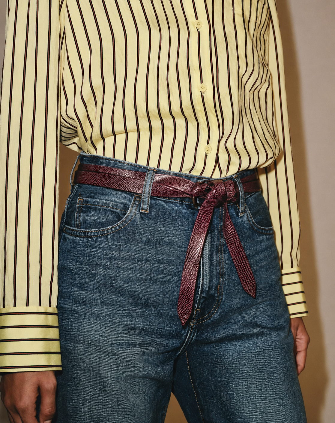Wrap Leather Belt - Malbec Python