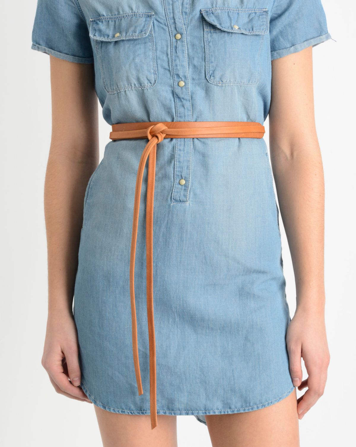 Skinny Wrap Leather Belt - Cognac