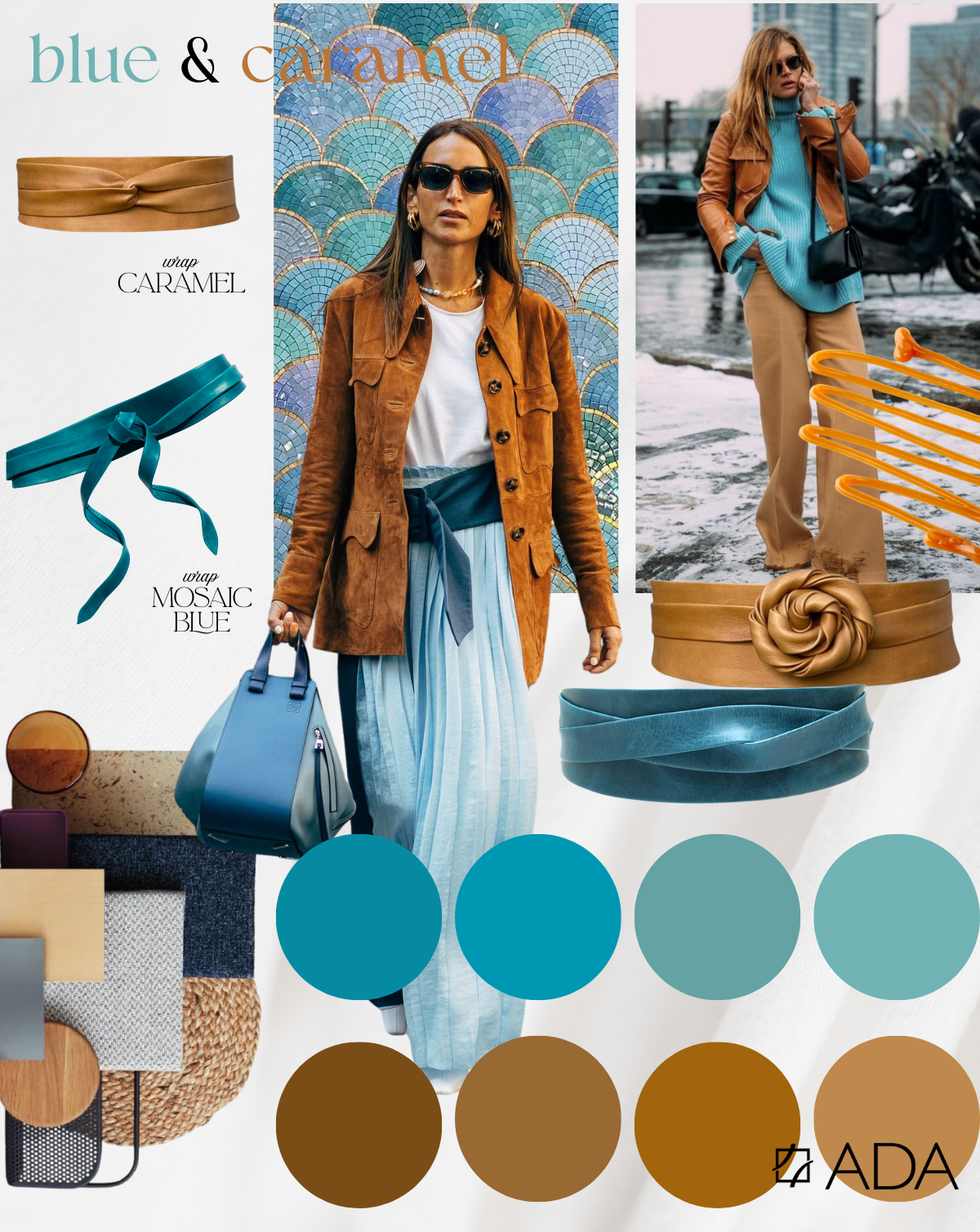 Wrap Leather Belt - Mosaic Blue