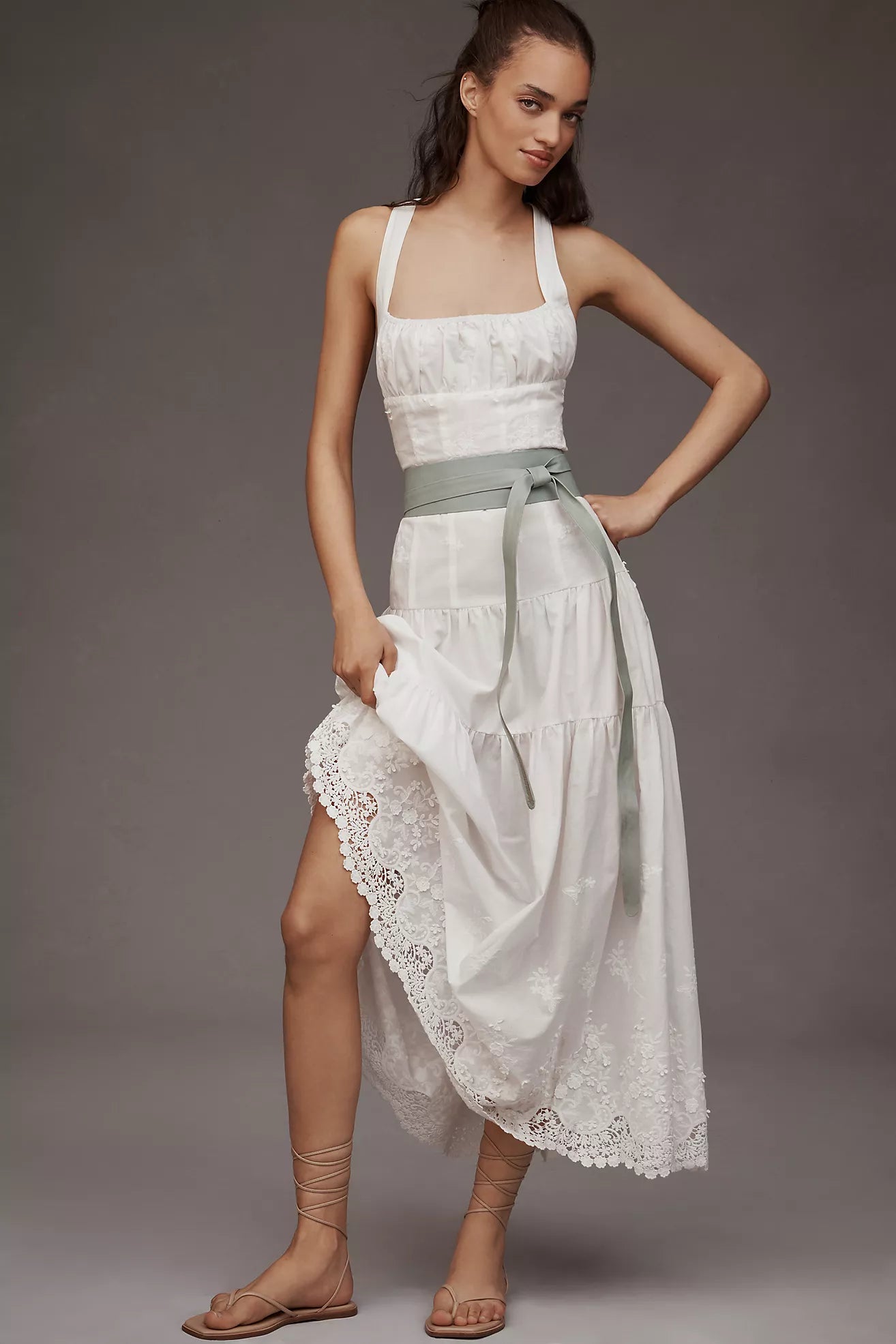 Wrap Leather Belt - Cloud Blue