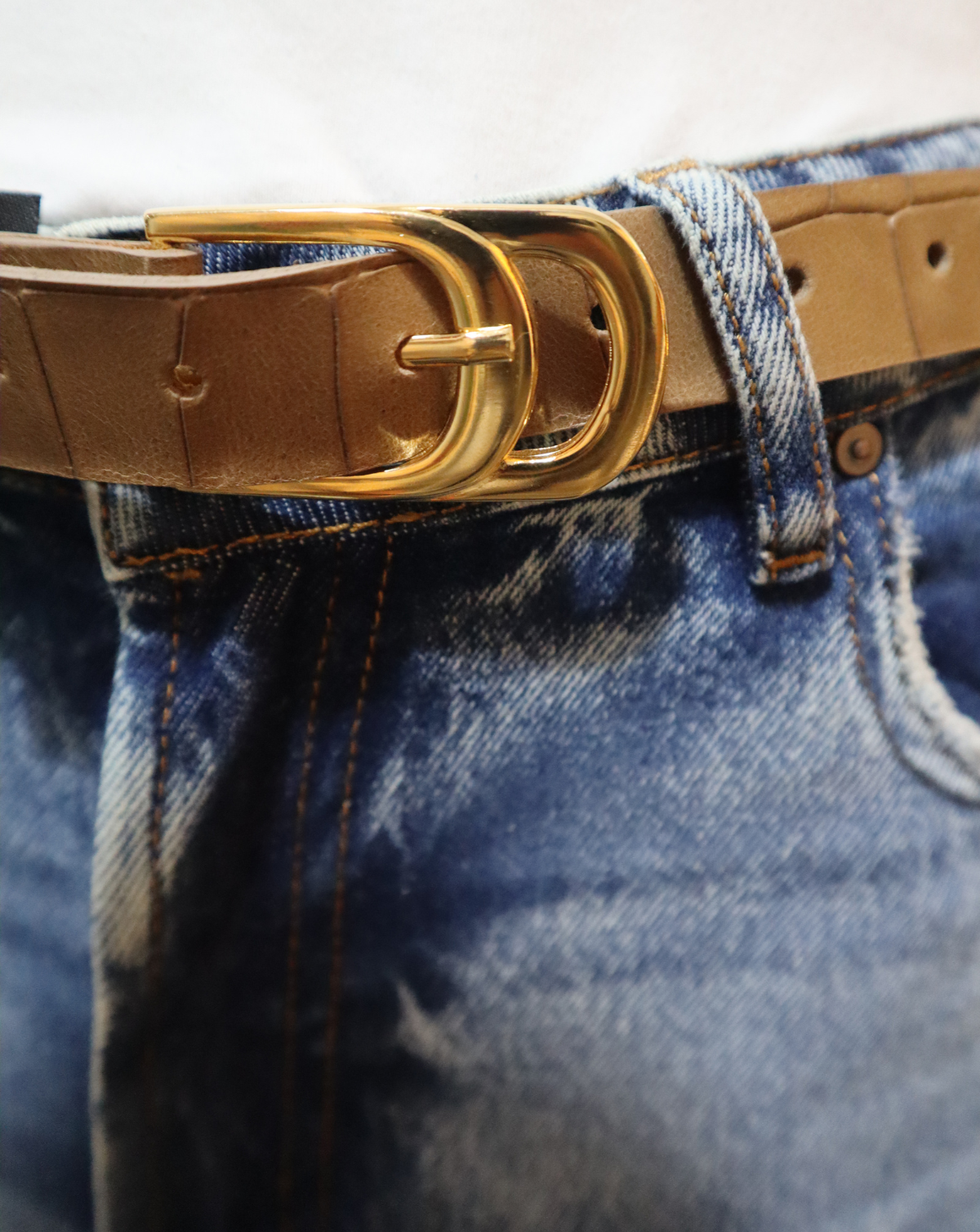 Infinity Leather Belt - Angora Croco