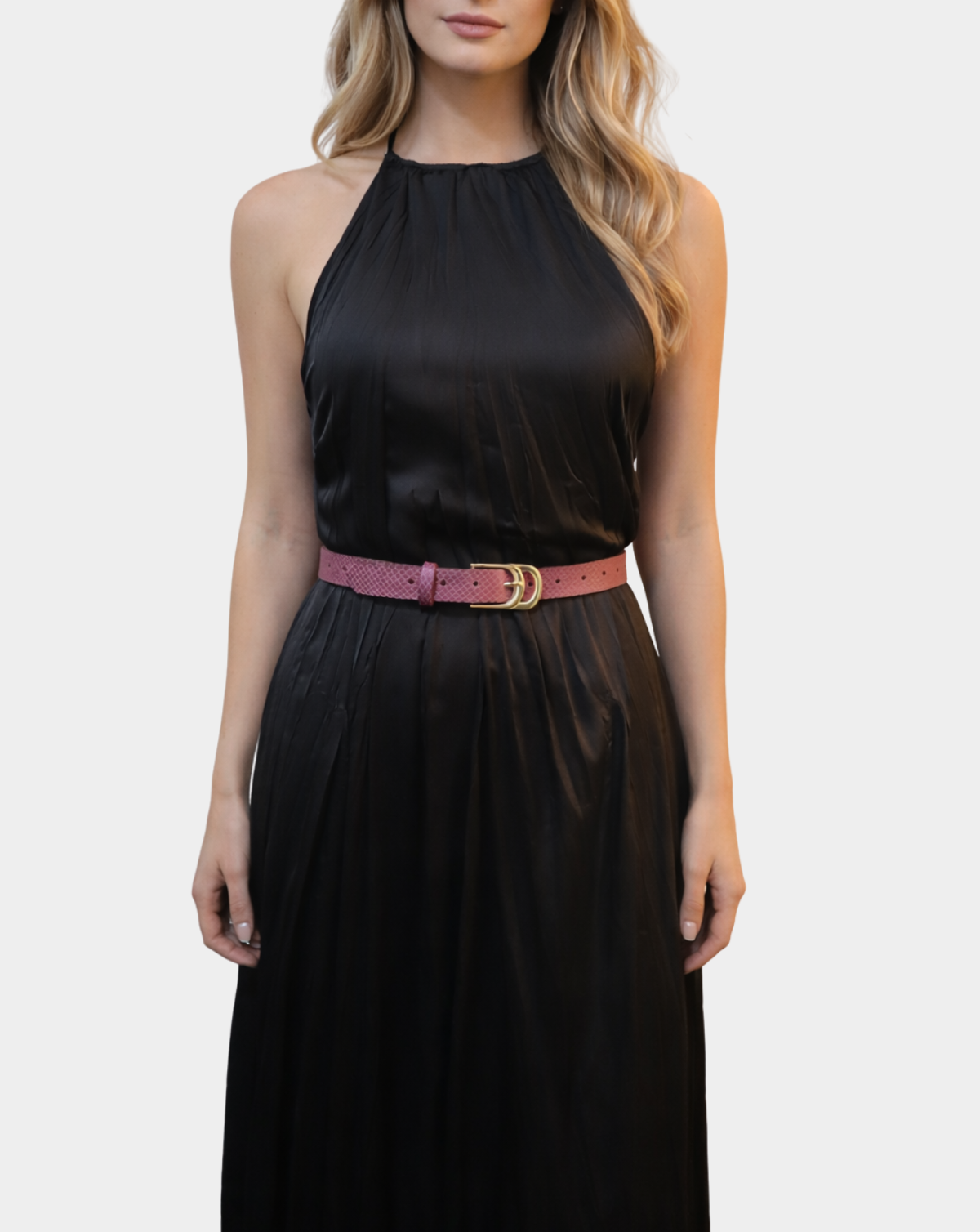 Infinity Leather Belt - Orchid Croco