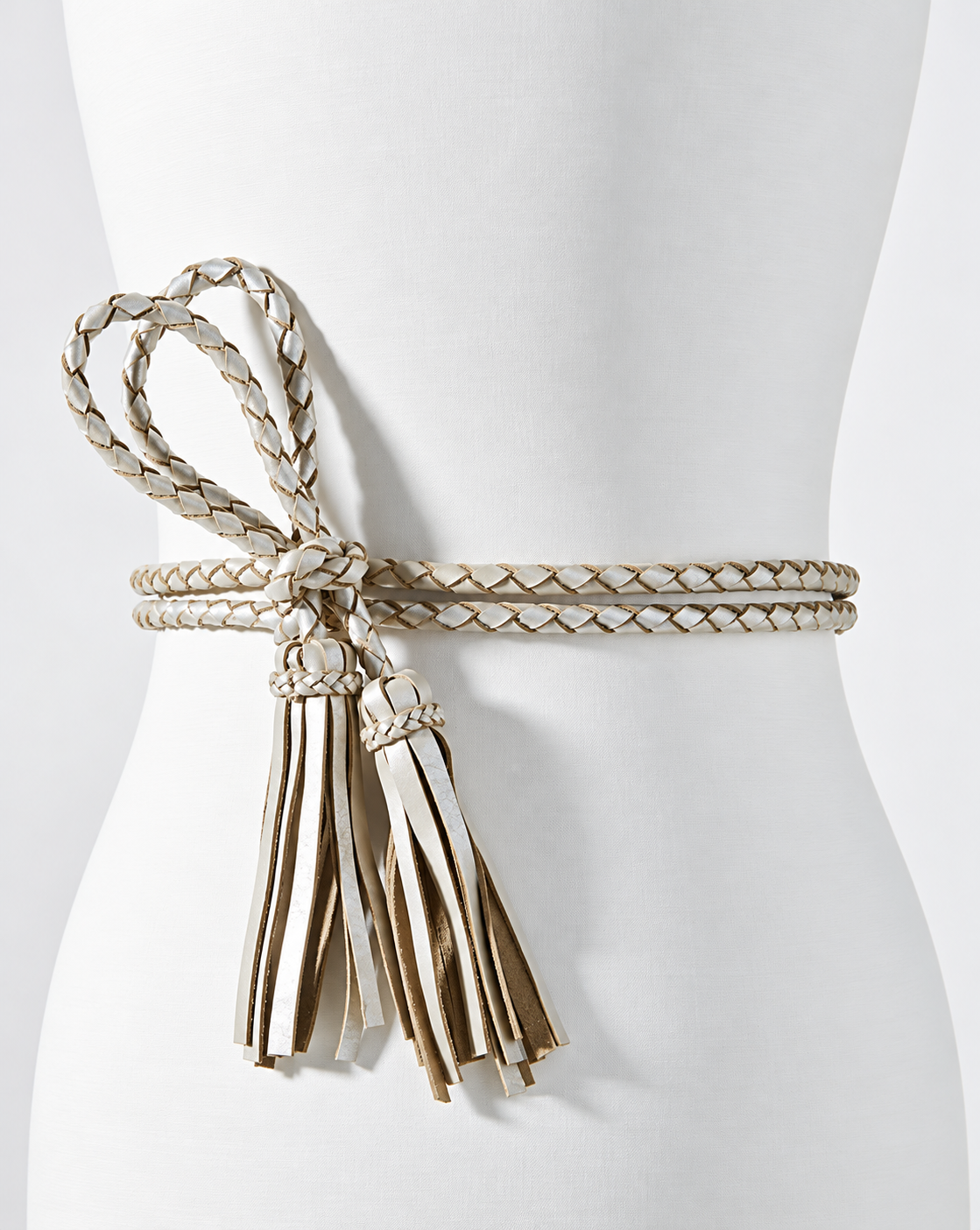 Fringe Soga Leather Belt- Silver