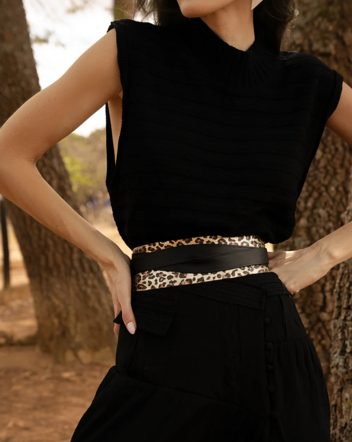 Wrap Leather Belt - Leopard Combo Metallic