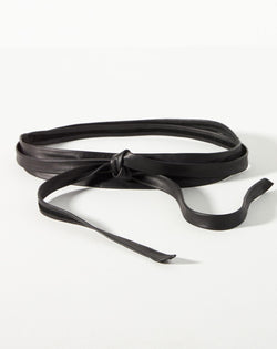Midi Wrap Leather Belt - Black