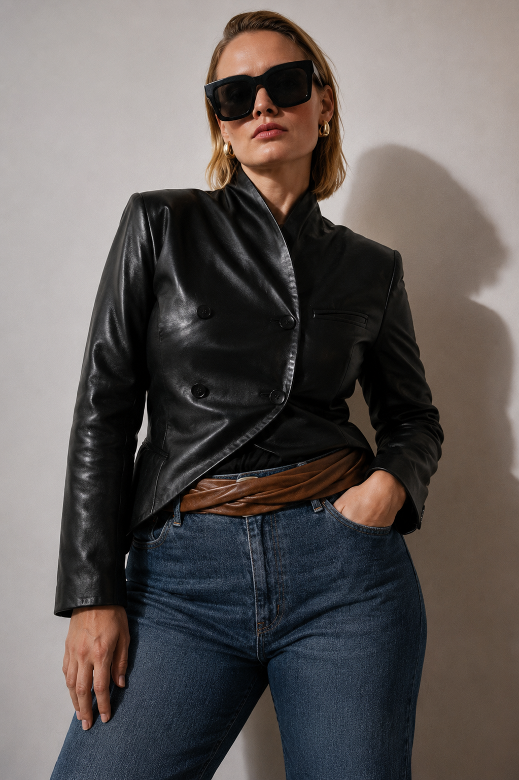 Midi Wrap Leather Belt - Marble Taupe