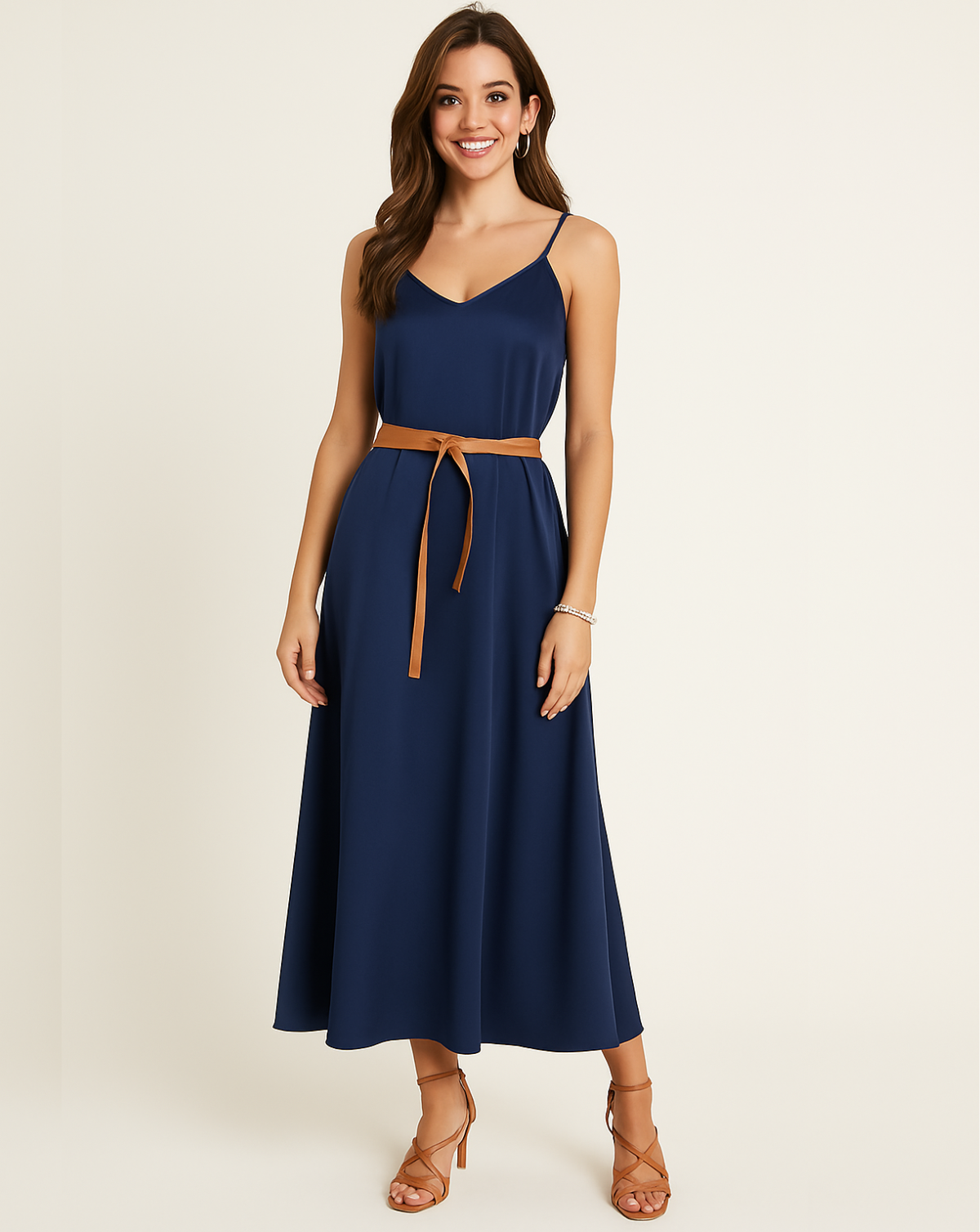 Slip Maxi Dress Silky - Navy
